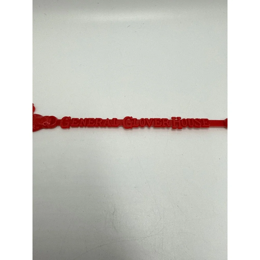 Vintage General Glover House Swizzle Stick Red Plastic Steer Head Barware 6